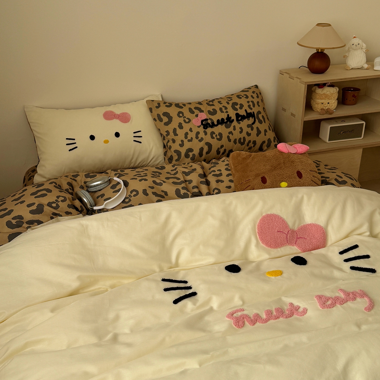 91家纺网 家纺一手货源 找家纺 （总）桃喜 2026新款40支全棉12868四件套-黑皮猫猫