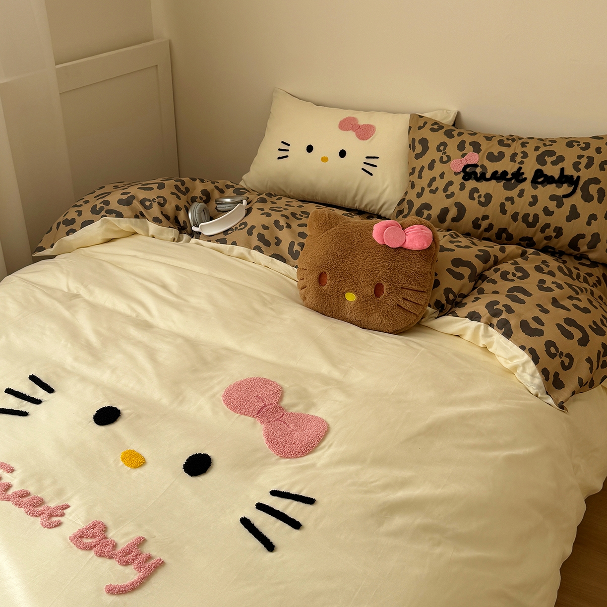 91家纺网 家纺一手货源 找家纺 （总）桃喜 2026新款40支全棉12868四件套-黑皮猫猫