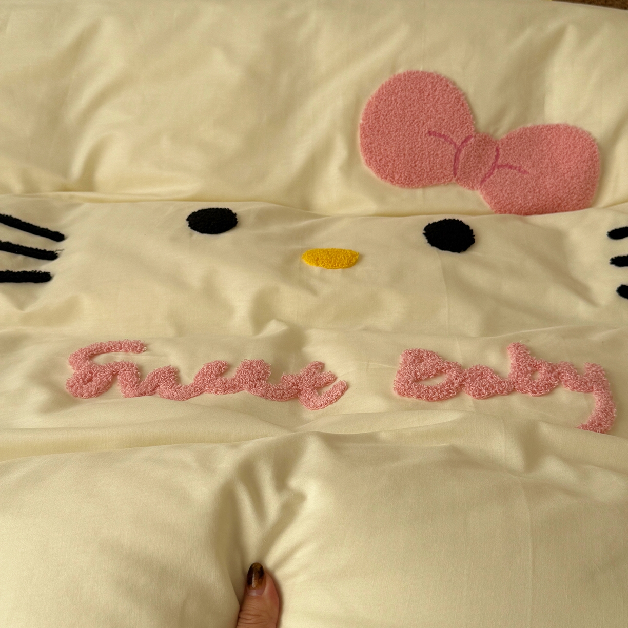 91家纺网 家纺一手货源 找家纺 桃喜 2026新款40支全棉12868四件套-黑皮猫猫 黑皮猫猫白咖