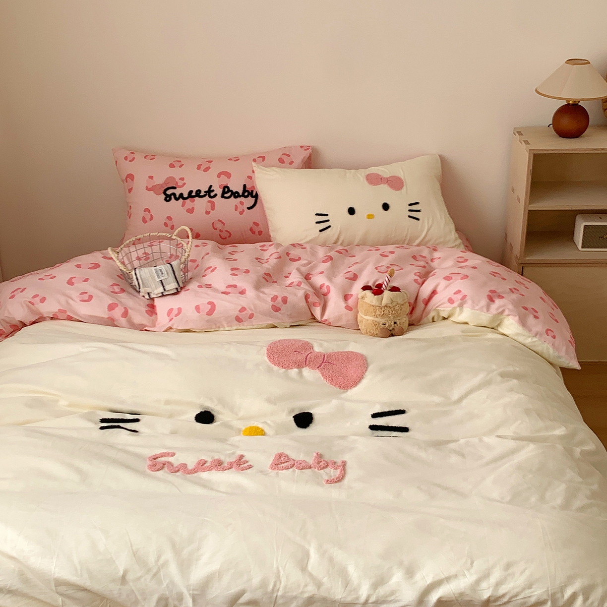桃喜 2026新款40支全棉12868四件套-黑皮猫猫 黑皮猫猫粉白
