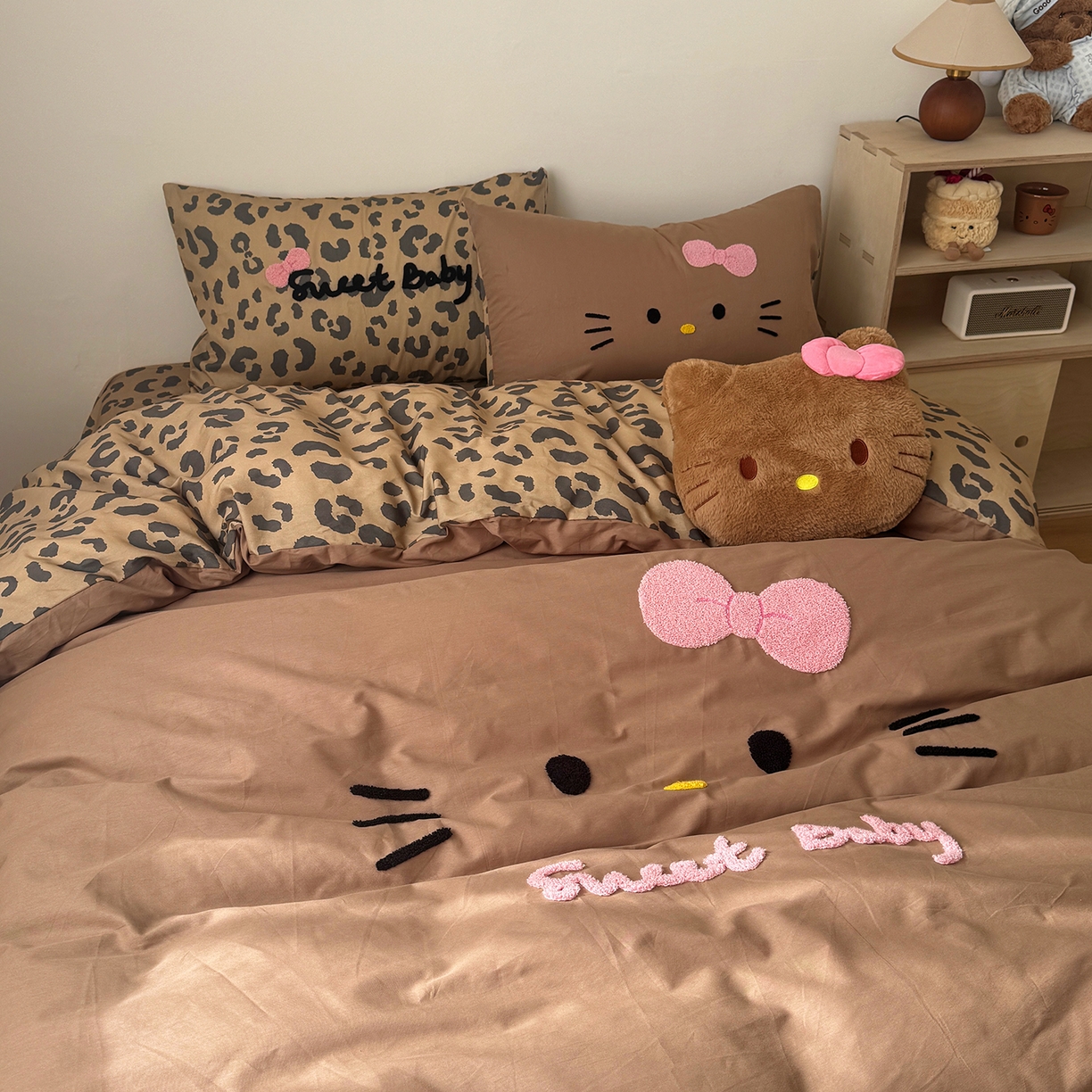 91家纺网 家纺一手货源 找家纺 桃喜 2026新款40支全棉12868四件套-黑皮猫猫 黑皮猫猫咖