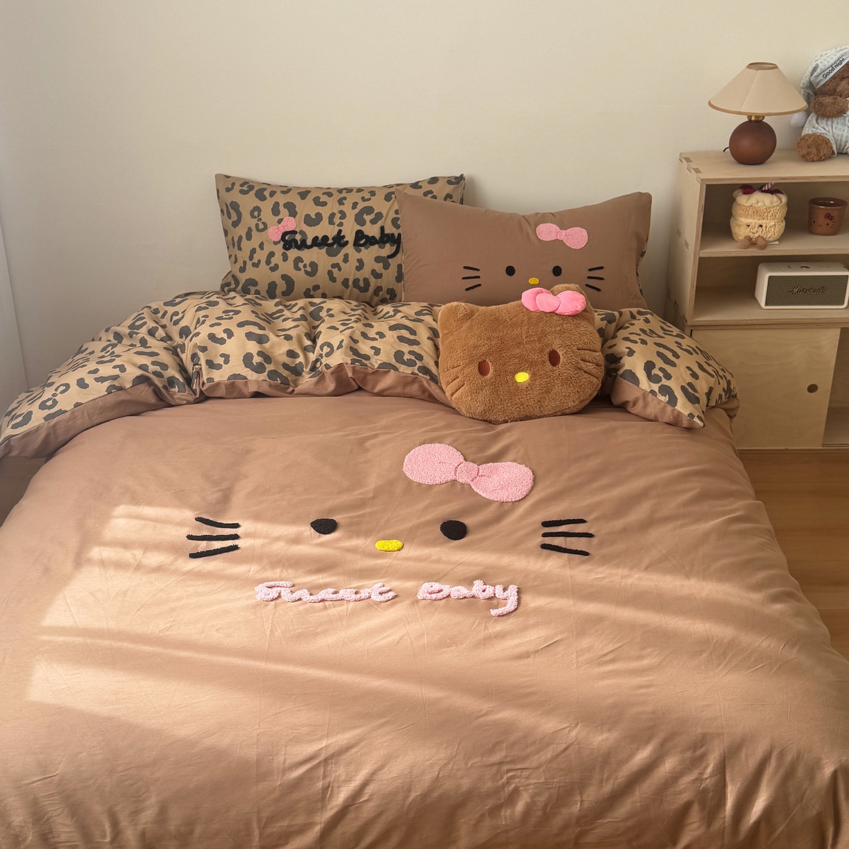 桃喜 2026新款40支全棉12868四件套-黑皮猫猫 黑皮猫猫咖