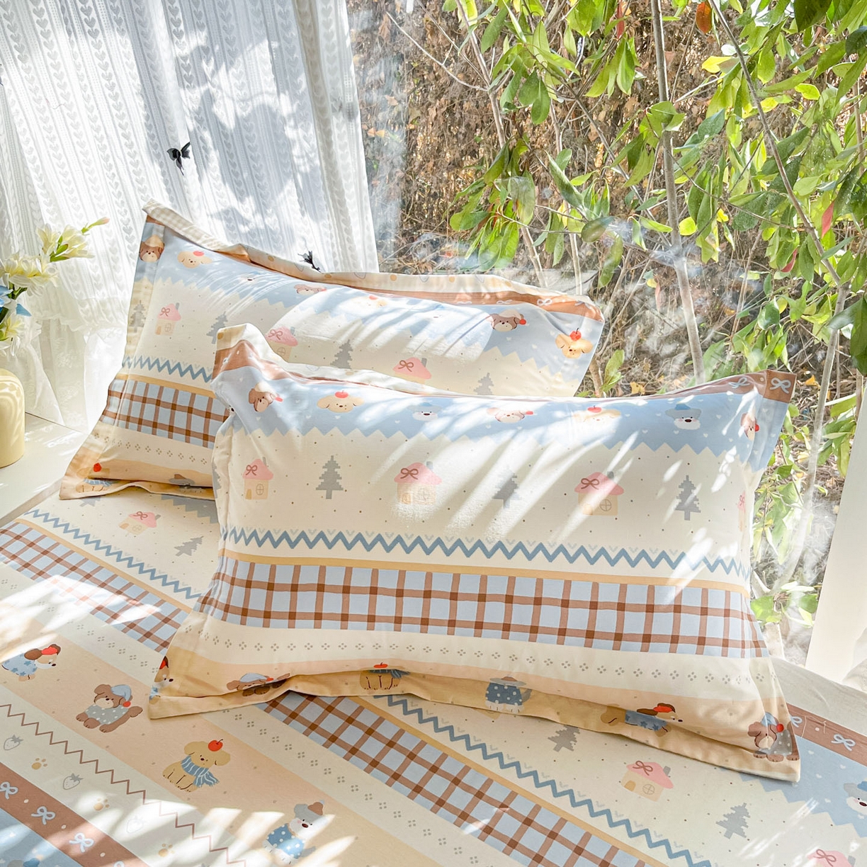 91家纺网 家纺一手货源 找家纺 （总）菲梵家纺 2026春夏新款小清新印花全棉12868单枕套