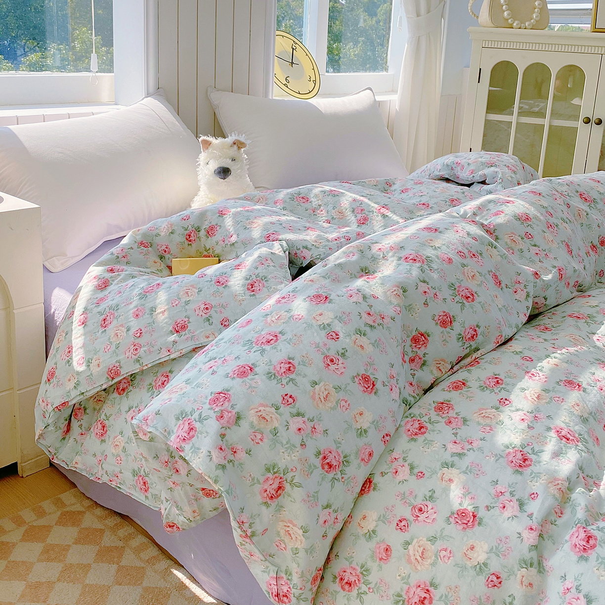 91家纺网 家纺一手货源 找家纺 （总）春皖家纺 2026新款A类全棉有氧双层纱印花四件套单品系列-单被套