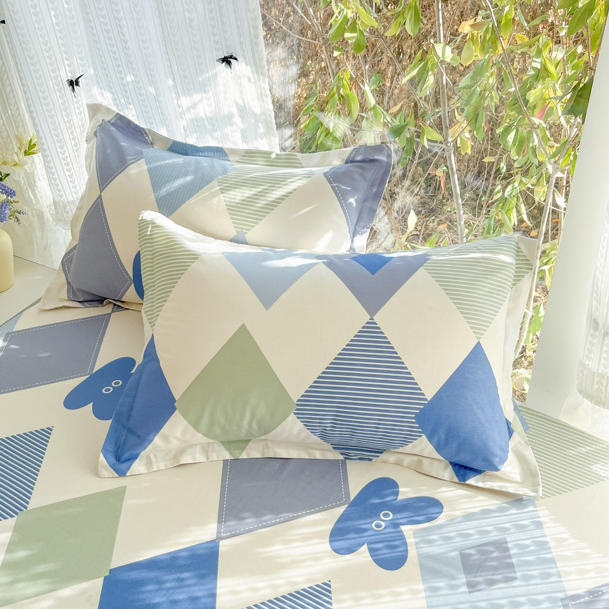 91家纺网 家纺一手货源 找家纺 （总）菲梵家纺 2026春夏新款小清新印花全棉12868单枕套