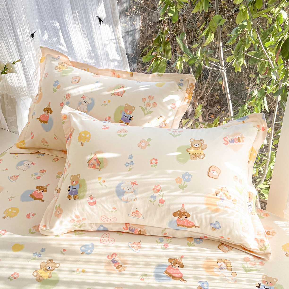 91家纺网 家纺一手货源 找家纺 （总）菲梵家纺 2026春夏新款小清新印花全棉12868单枕套