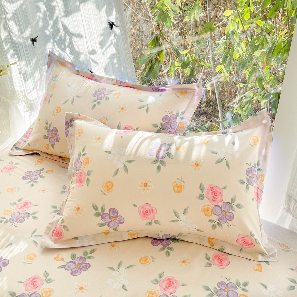 91家纺网 家纺一手货源 找家纺 （总）菲梵家纺 2026春夏新款小清新印花全棉12868单枕套