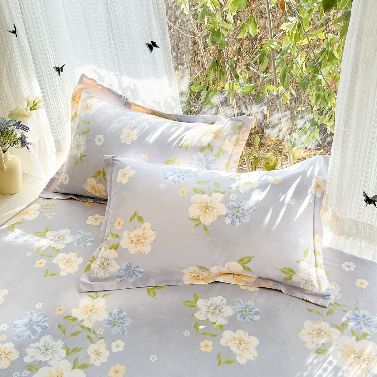 91家纺网 家纺一手货源 找家纺 （总）菲梵家纺 2026春夏新款小清新印花全棉12868单枕套