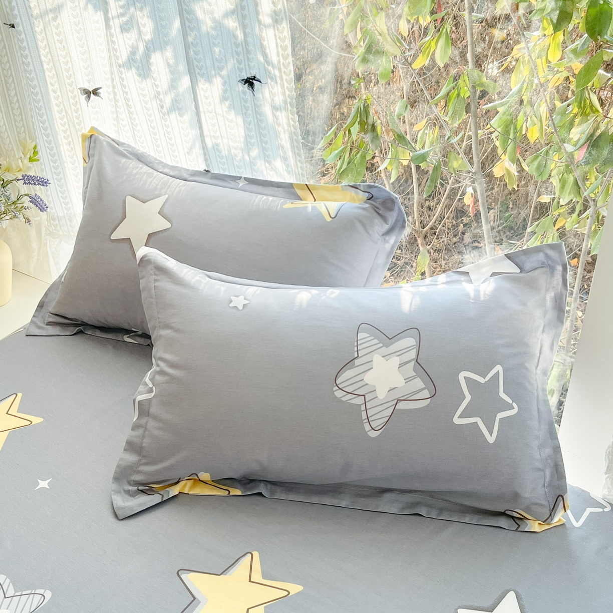 91家纺网 家纺一手货源 找家纺 （总）菲梵家纺 2026春夏新款小清新印花全棉12868单枕套