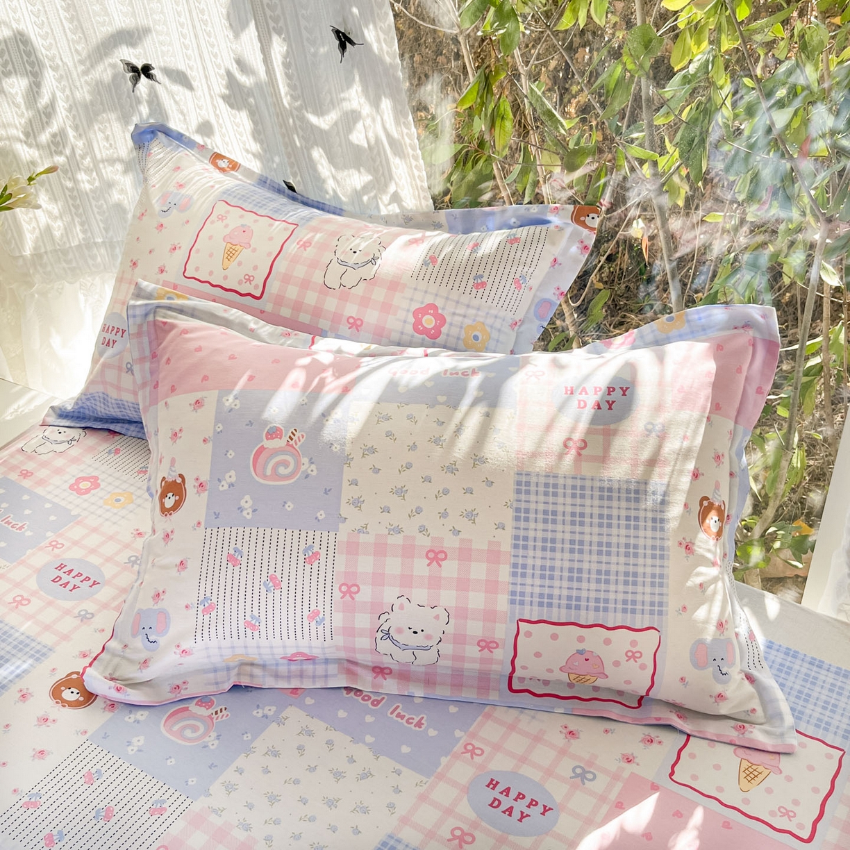 91家纺网 家纺一手货源 找家纺 （总）菲梵家纺 2026春夏新款小清新印花全棉12868单枕套