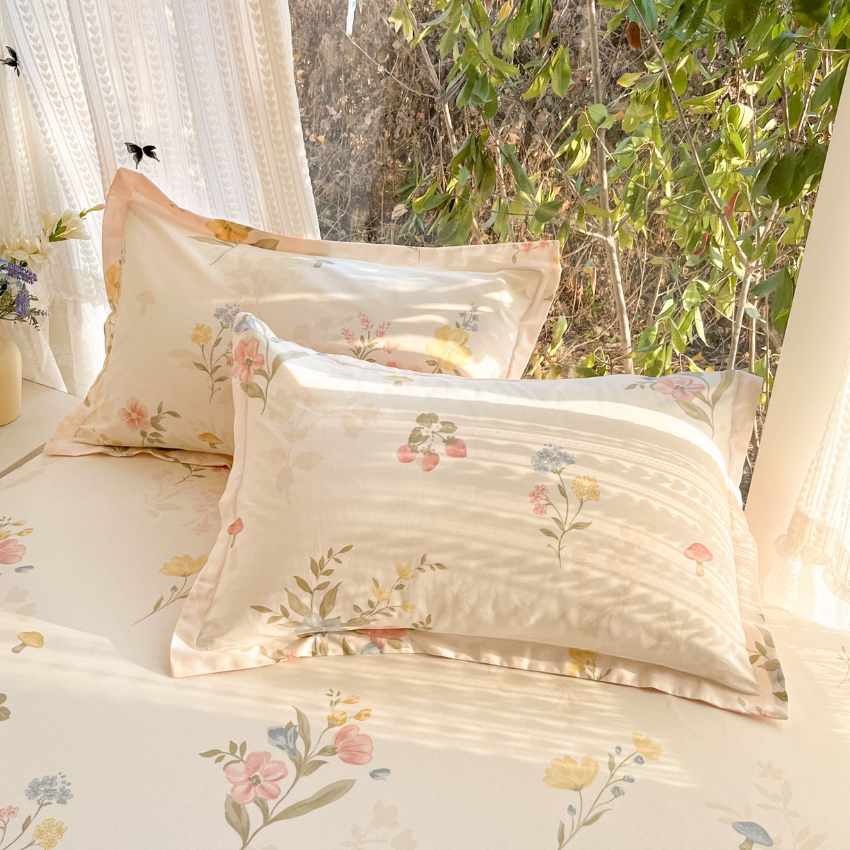 91家纺网 家纺一手货源 找家纺 （总）菲梵家纺 2026春夏新款小清新印花全棉12868单枕套