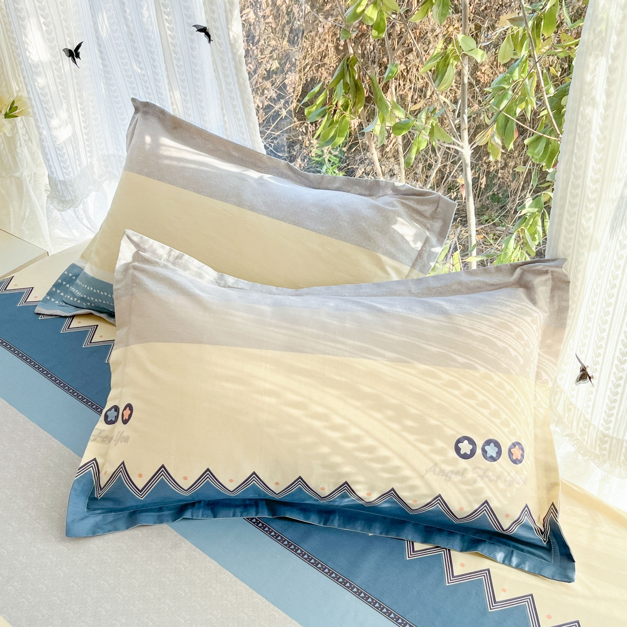 91家纺网 家纺一手货源 找家纺 （总）菲梵家纺 2026春夏新款小清新印花全棉12868单枕套