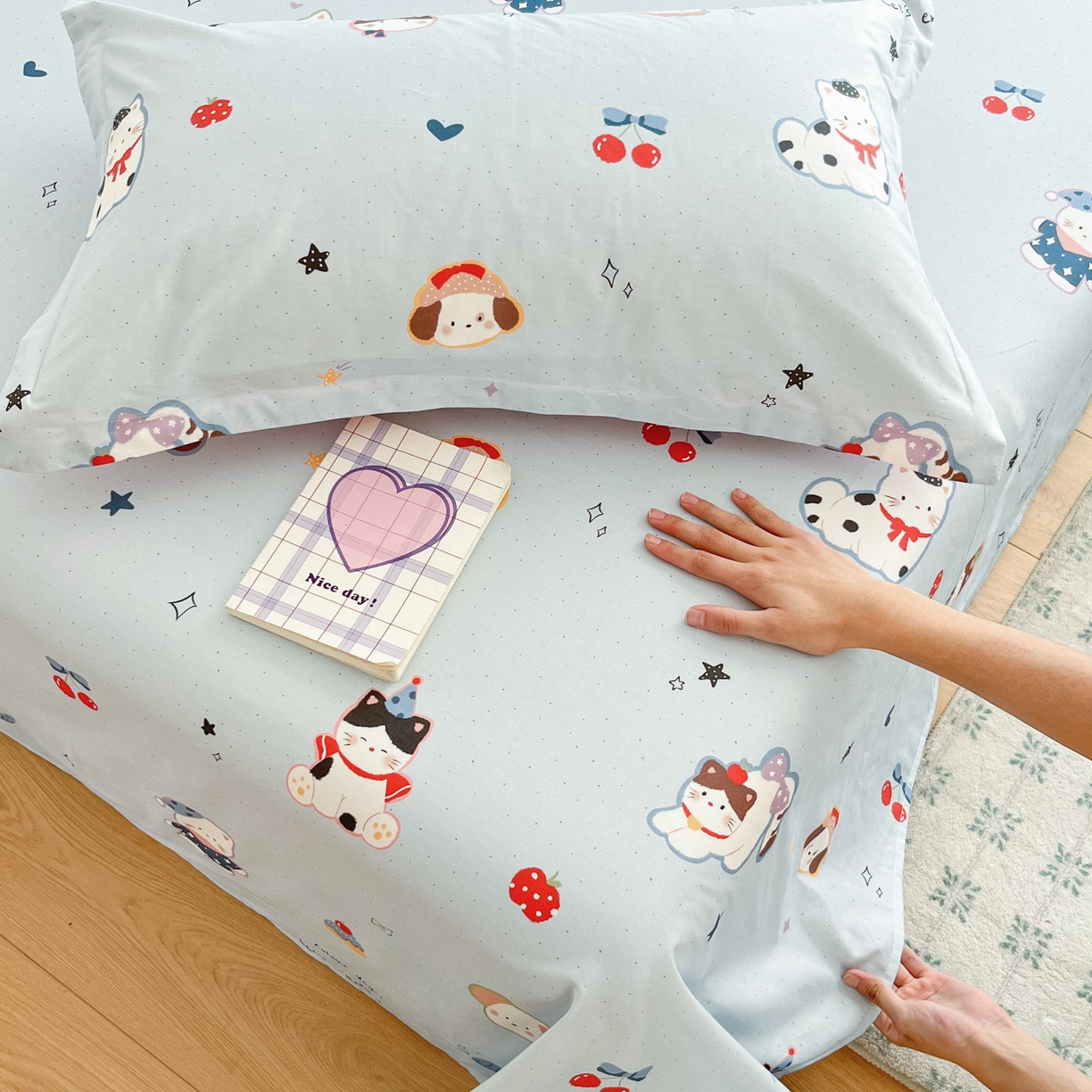 91家纺网 家纺一手货源 找家纺 （总）菲梵家纺 2026春夏新款小清新印花全棉12868单床笠