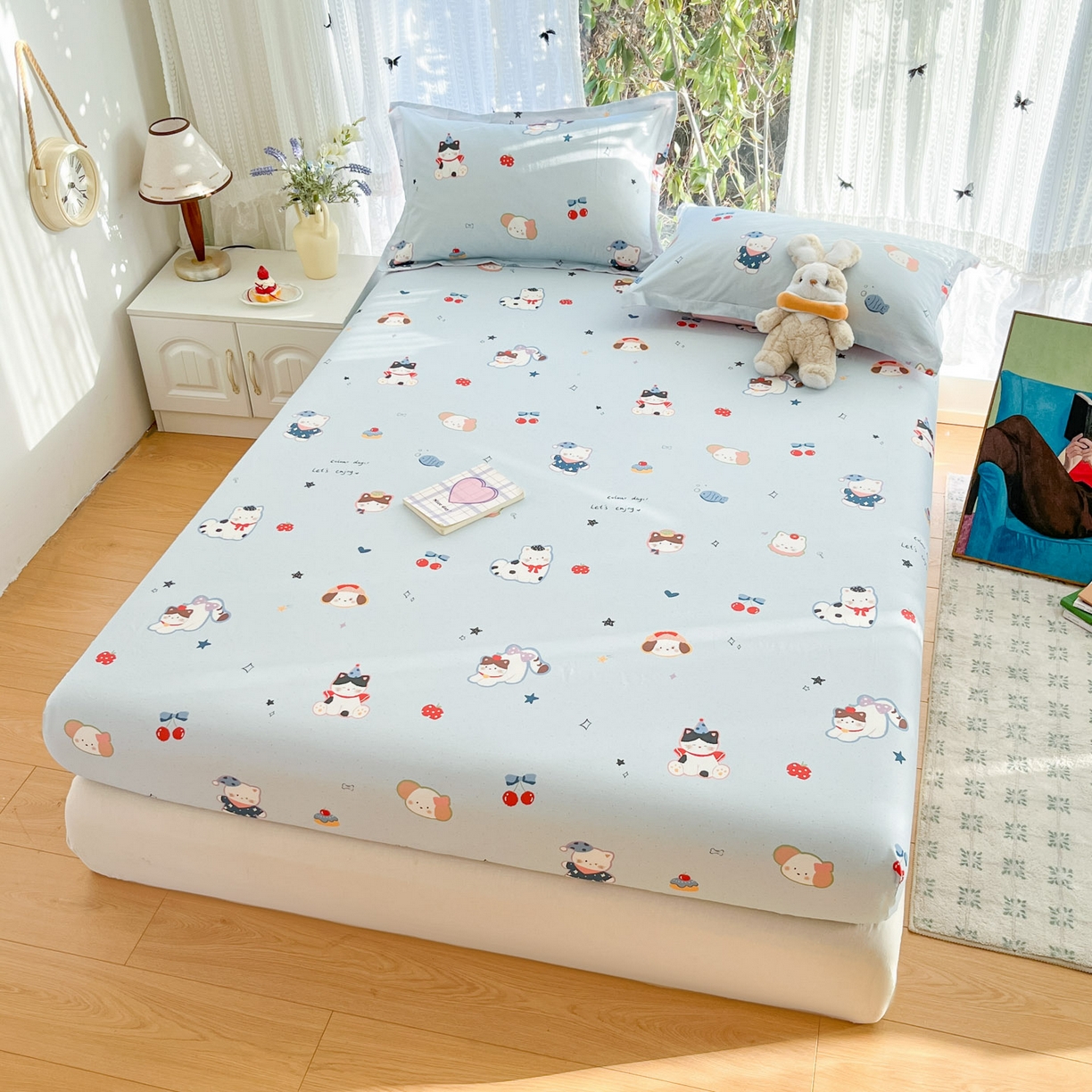 91家纺网 家纺一手货源 找家纺 （总）菲梵家纺 2026春夏新款小清新印花全棉12868单床笠