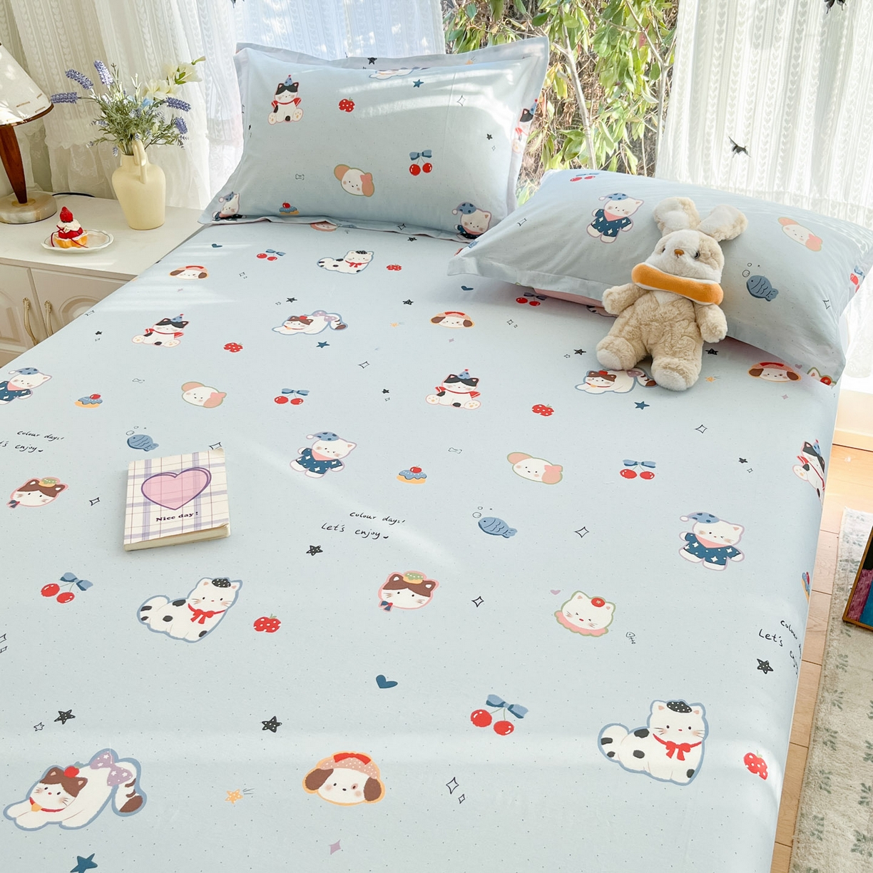 91家纺网 家纺一手货源 找家纺 （总）菲梵家纺 2026春夏新款小清新印花全棉12868单床笠