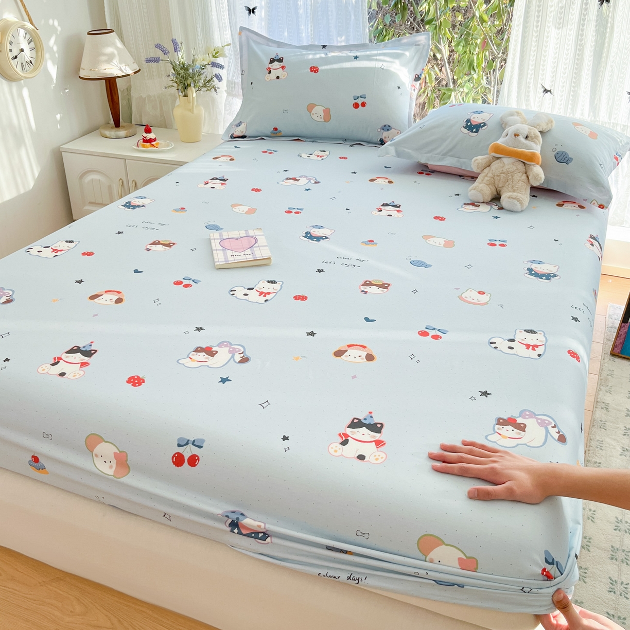 91家纺网 家纺一手货源 找家纺 （总）菲梵家纺 2026春夏新款小清新印花全棉12868单床笠