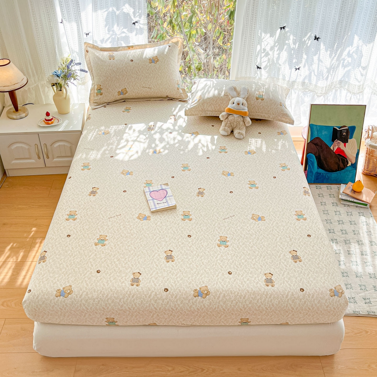 91家纺网 家纺一手货源 找家纺 （总）菲梵家纺 2026春夏新款小清新印花全棉12868单床笠