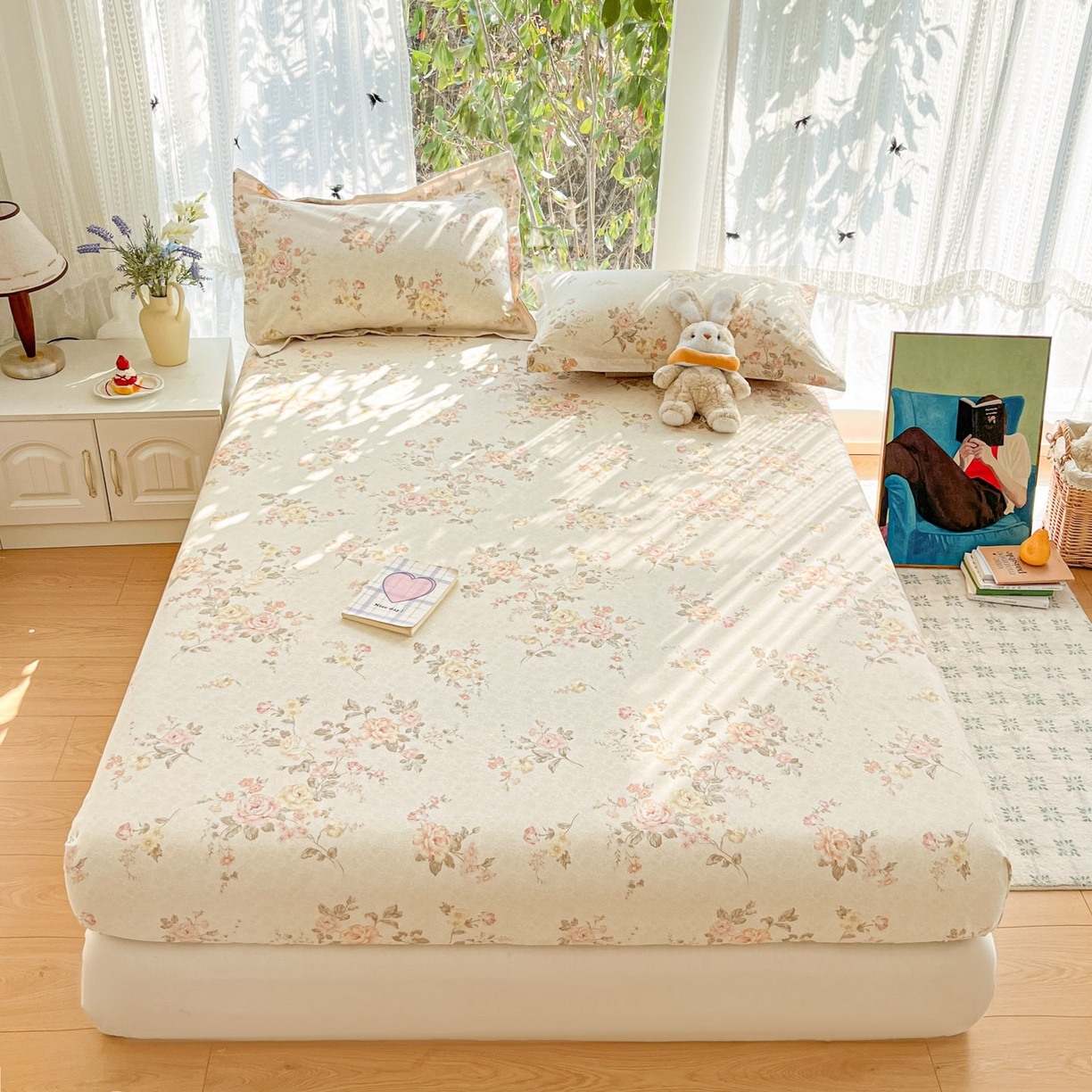 91家纺网 家纺一手货源 找家纺 （总）菲梵家纺 2026春夏新款小清新印花全棉12868单床笠