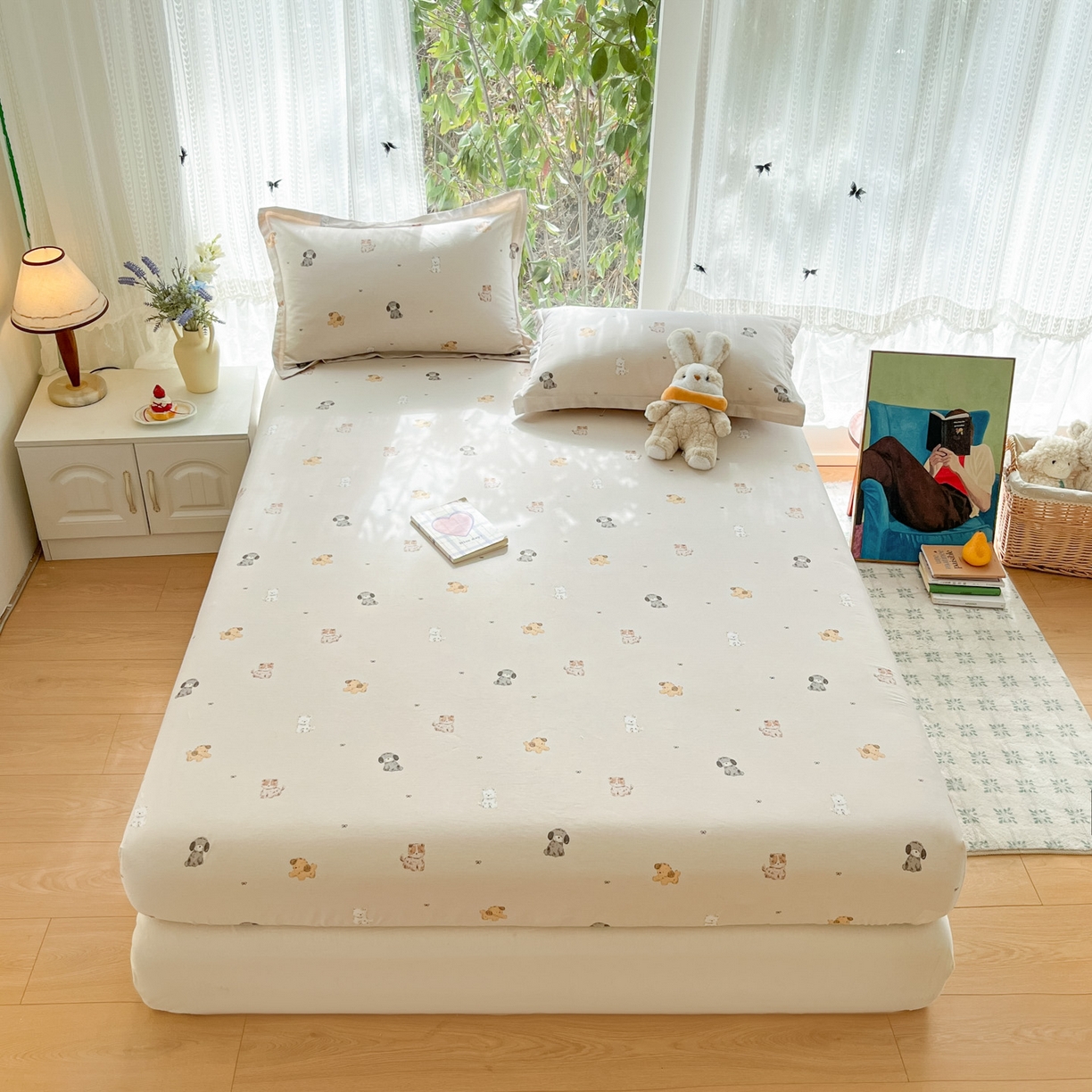 91家纺网 家纺一手货源 找家纺 （总）菲梵家纺 2026春夏新款小清新印花全棉12868单床笠