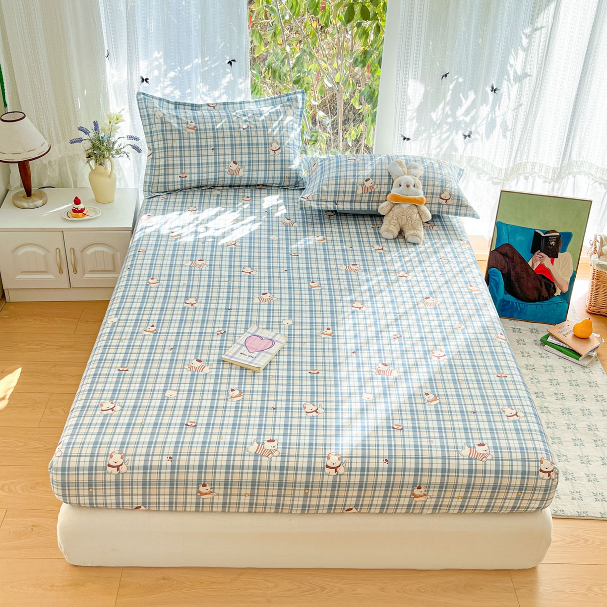 91家纺网 家纺一手货源 找家纺 （总）菲梵家纺 2026春夏新款小清新印花全棉12868单床笠