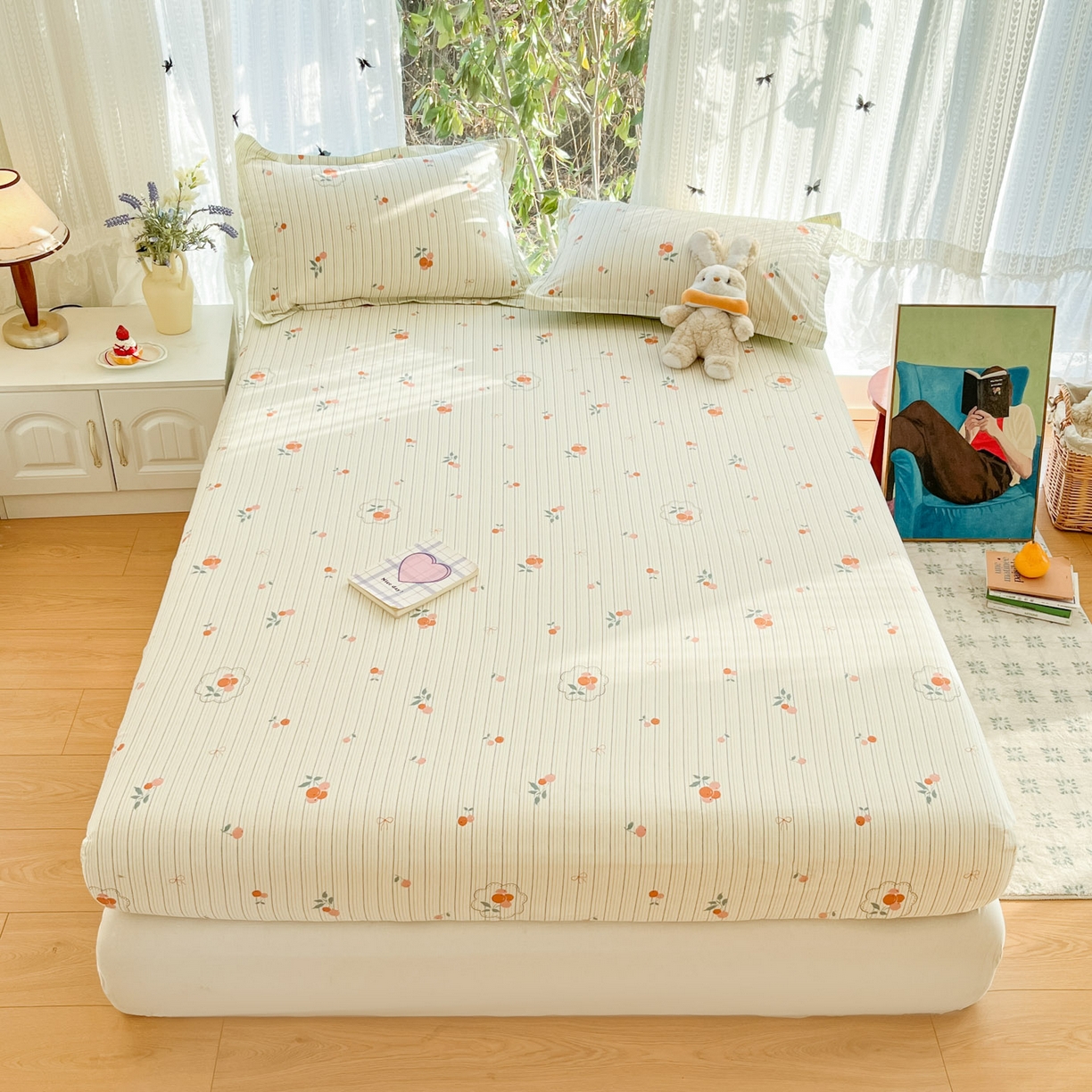 91家纺网 家纺一手货源 找家纺 （总）菲梵家纺 2026春夏新款小清新印花全棉12868单床笠