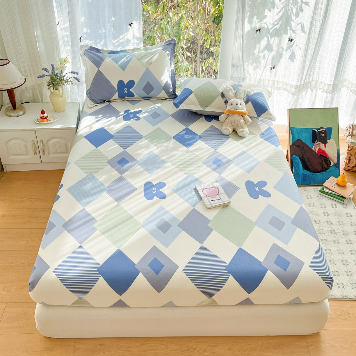 91家纺网 家纺一手货源 找家纺 （总）菲梵家纺 2026春夏新款小清新印花全棉12868单床笠