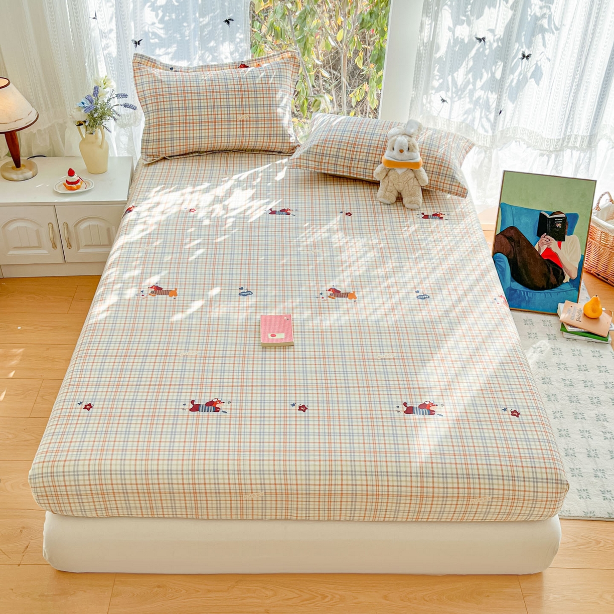 91家纺网 家纺一手货源 找家纺 （总）菲梵家纺 2026春夏新款小清新印花全棉12868单床笠