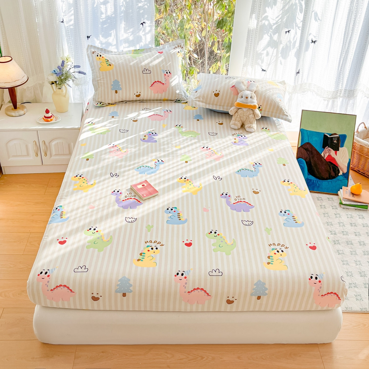 91家纺网 家纺一手货源 找家纺 （总）菲梵家纺 2026春夏新款小清新印花全棉12868单床笠