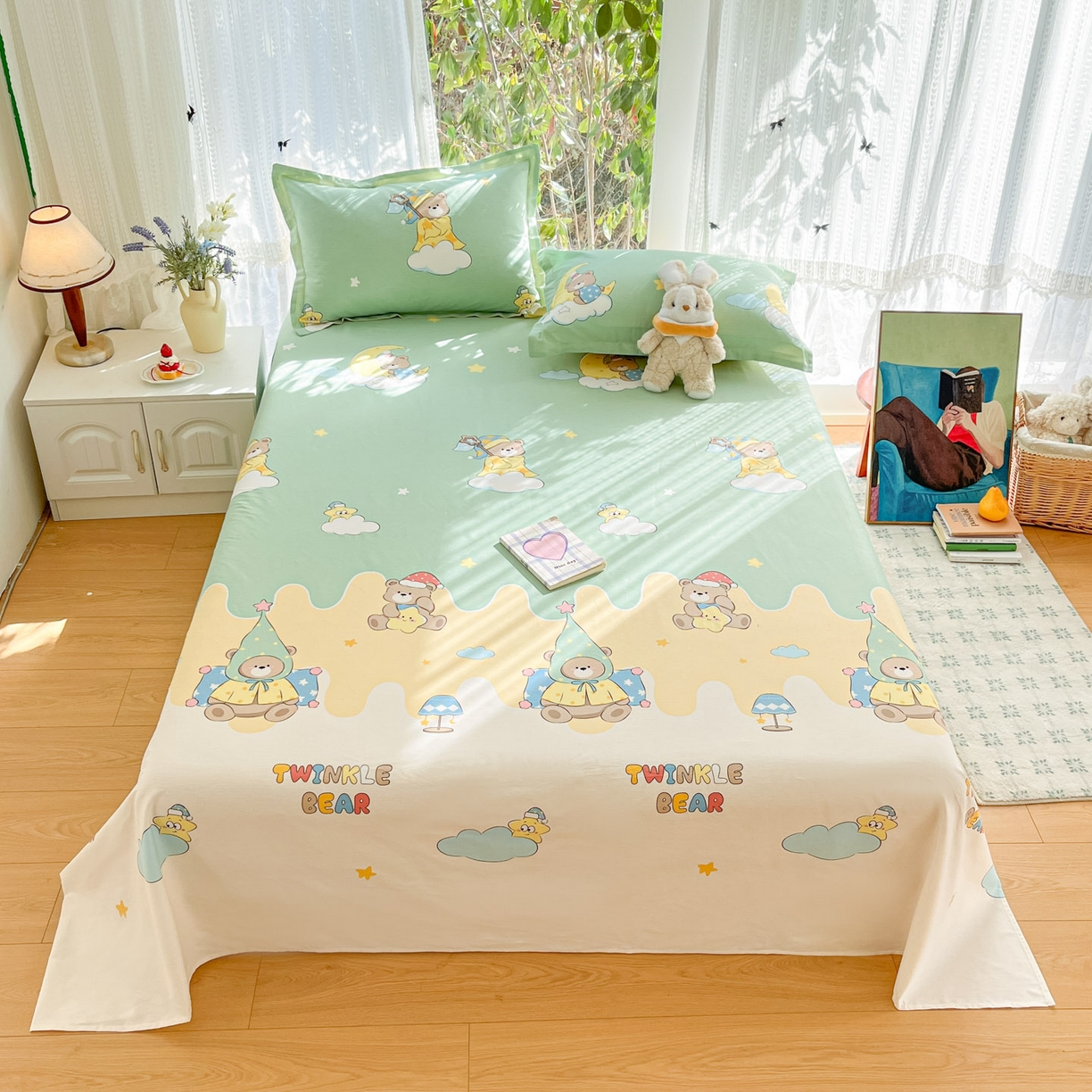 91家纺网 家纺一手货源 找家纺 （总）菲梵家纺 2026春夏新款小清新印花全棉12868单床单