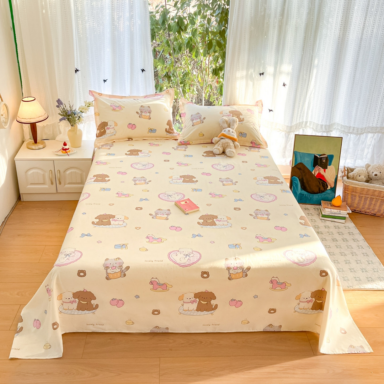 91家纺网 家纺一手货源 找家纺 （总）菲梵家纺 2026春夏新款小清新印花全棉12868单床单