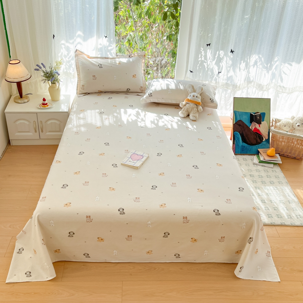 91家纺网 家纺一手货源 找家纺 （总）菲梵家纺 2026春夏新款小清新印花全棉12868单床单