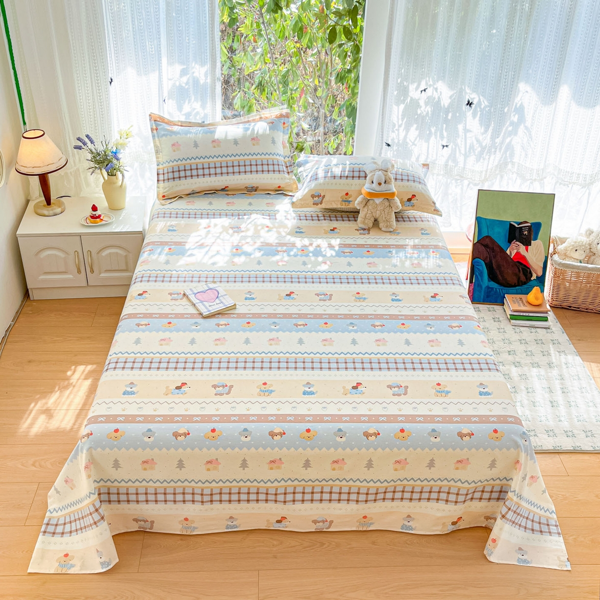 91家纺网 家纺一手货源 找家纺 （总）菲梵家纺 2026春夏新款小清新印花全棉12868单床单