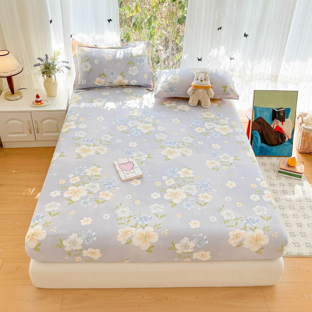 91家纺网 家纺一手货源 找家纺 （总）菲梵家纺 2026春夏新款小清新印花全棉12868单床笠