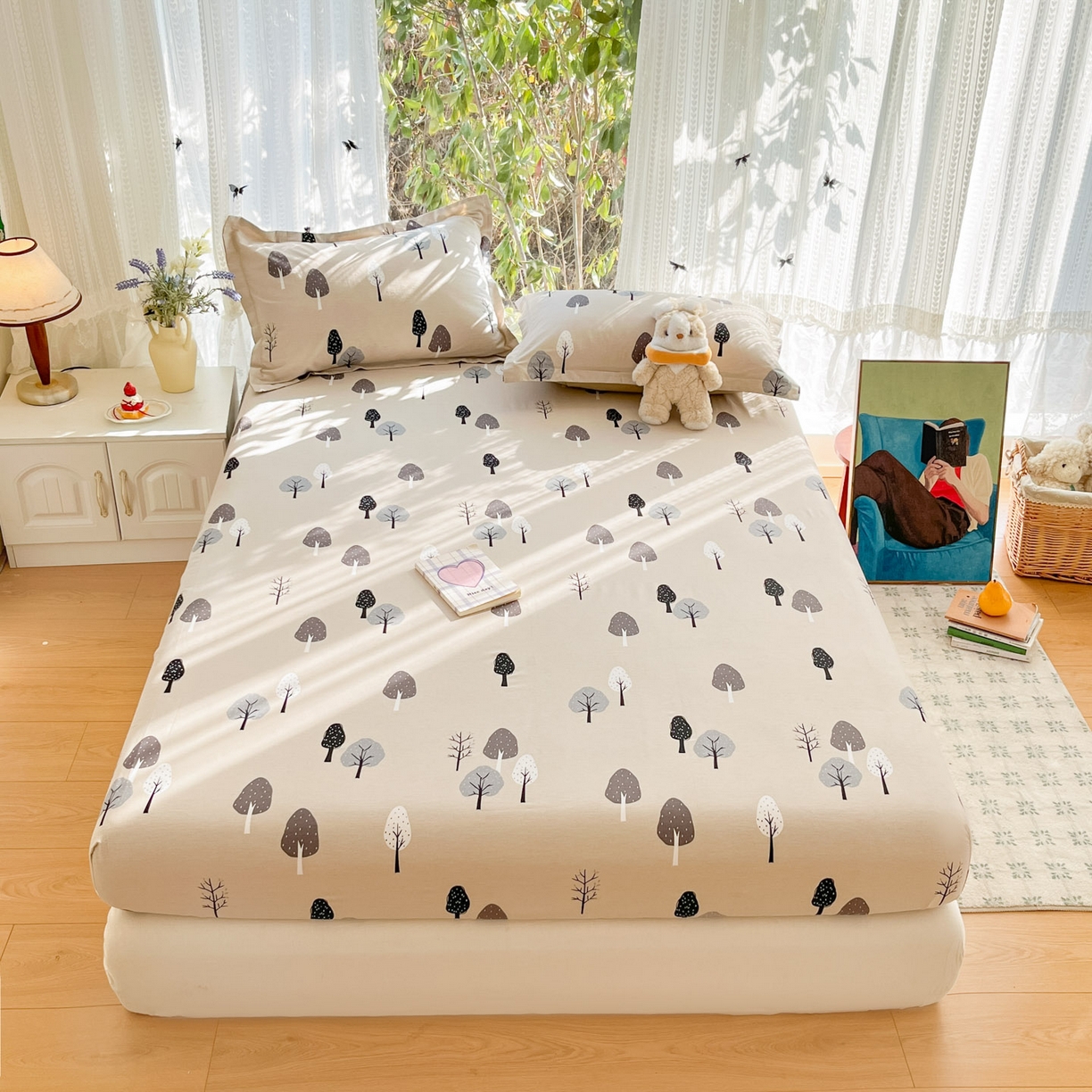 91家纺网 家纺一手货源 找家纺 （总）菲梵家纺 2026春夏新款小清新印花全棉12868单床笠