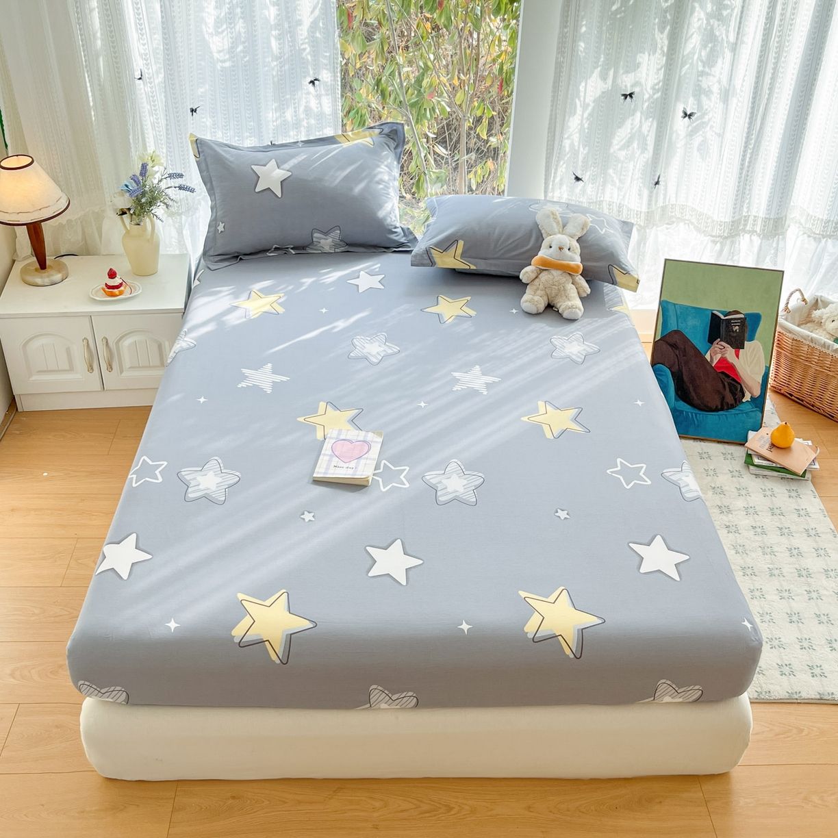 91家纺网 家纺一手货源 找家纺 （总）菲梵家纺 2026春夏新款小清新印花全棉12868单床笠