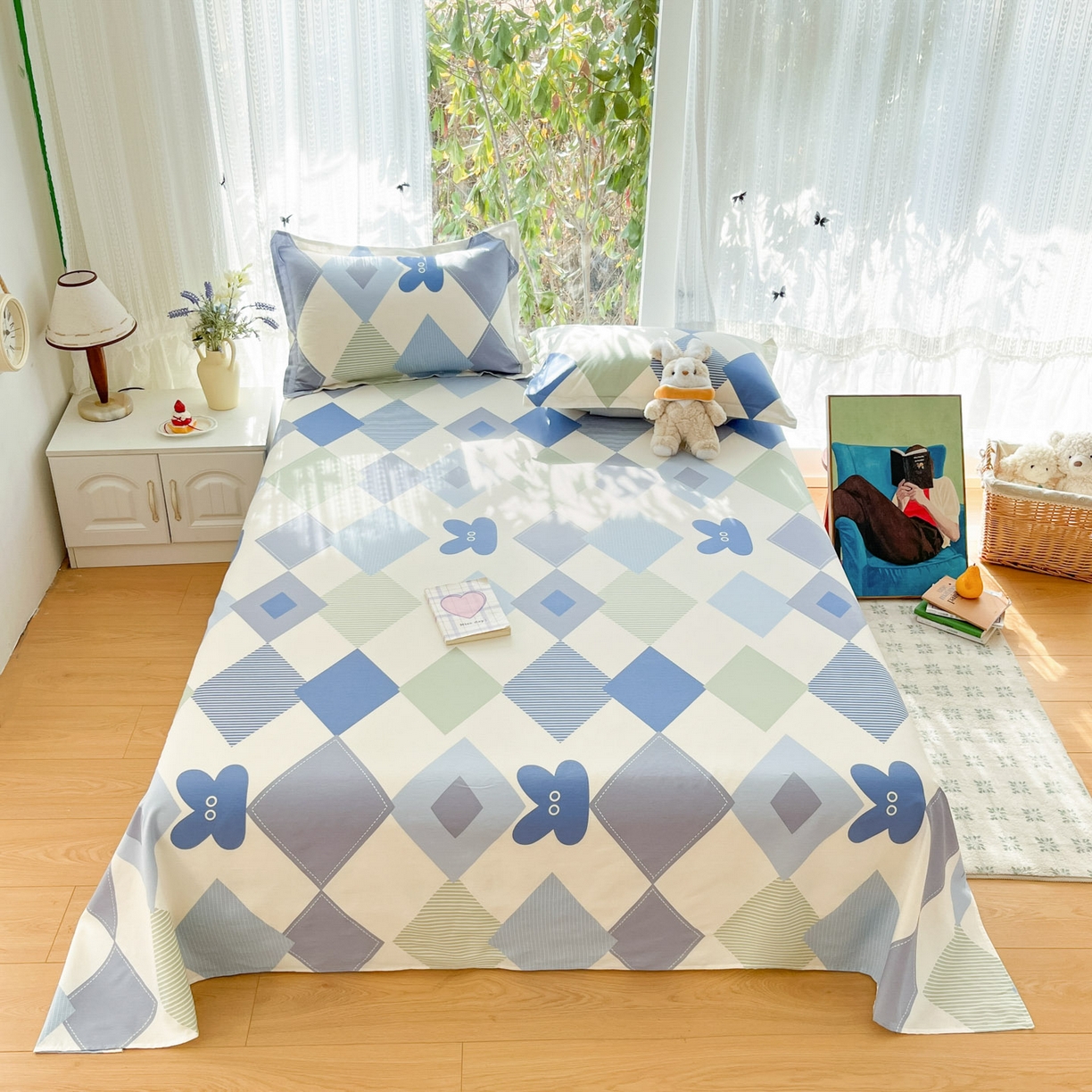 91家纺网 家纺一手货源 找家纺 （总）菲梵家纺 2026春夏新款小清新印花全棉12868单床单