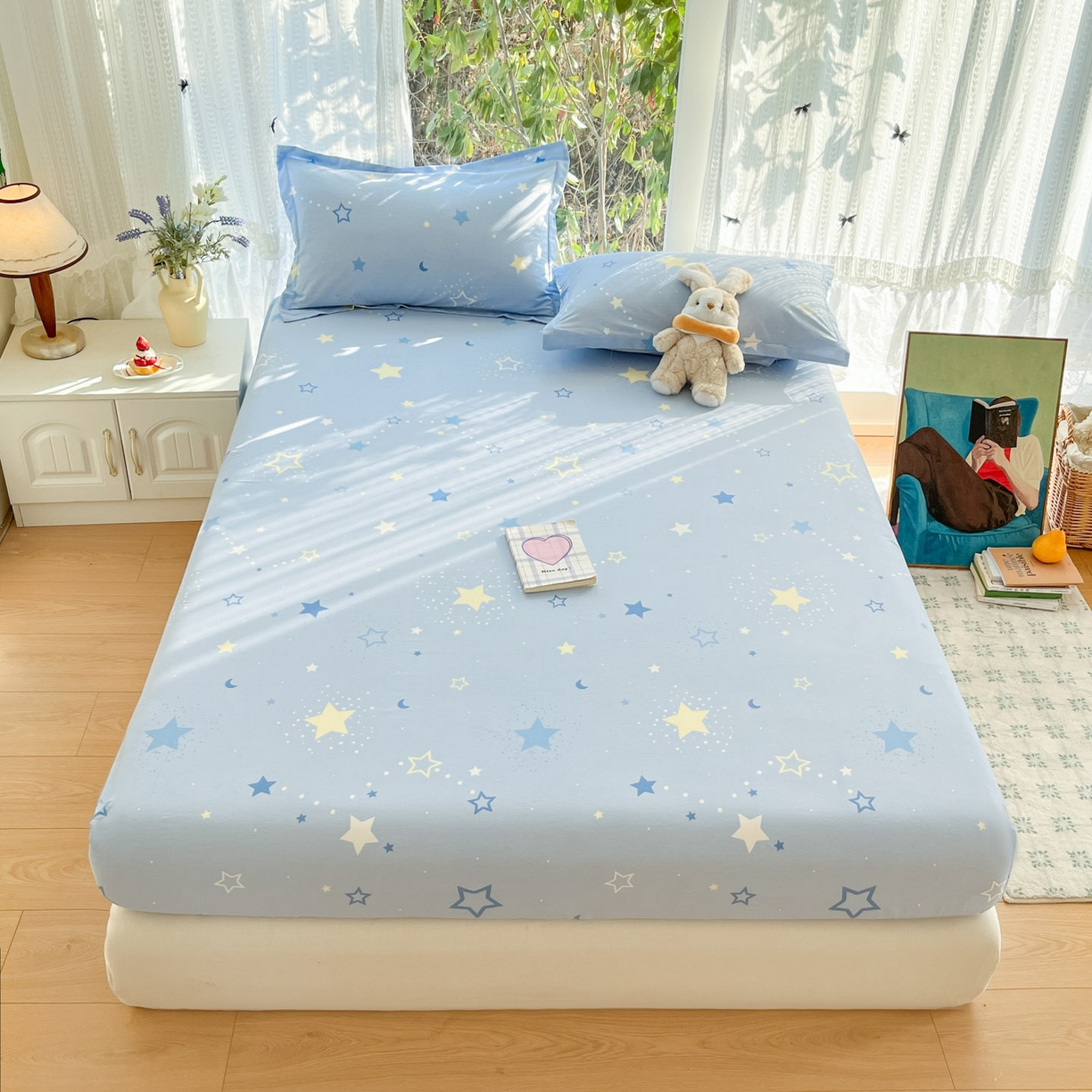 91家纺网 家纺一手货源 找家纺 （总）菲梵家纺 2026春夏新款小清新印花全棉12868单床笠