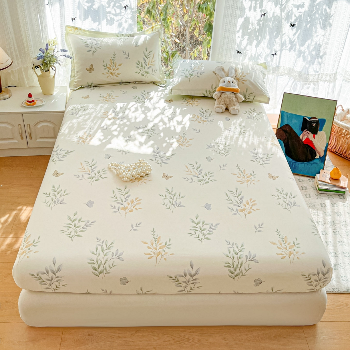 91家纺网 家纺一手货源 找家纺 （总）菲梵家纺 2026春夏新款小清新印花全棉12868单床笠