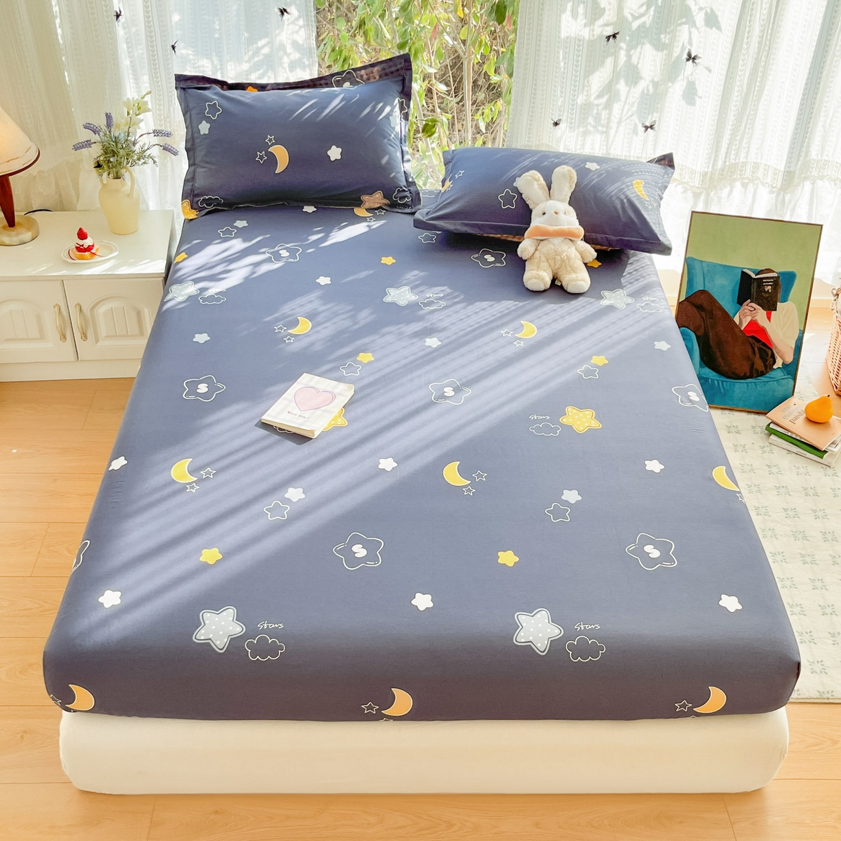 91家纺网 家纺一手货源 找家纺 （总）菲梵家纺 2026春夏新款小清新印花全棉12868单床笠