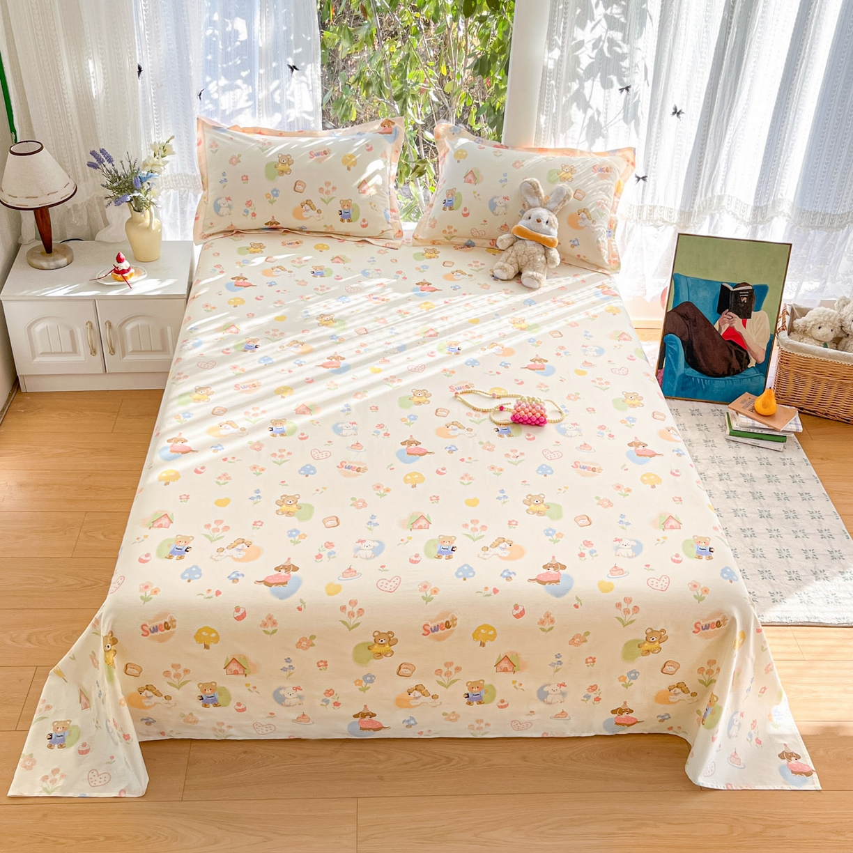 91家纺网 家纺一手货源 找家纺 （总）菲梵家纺 2026春夏新款小清新印花全棉12868单床单