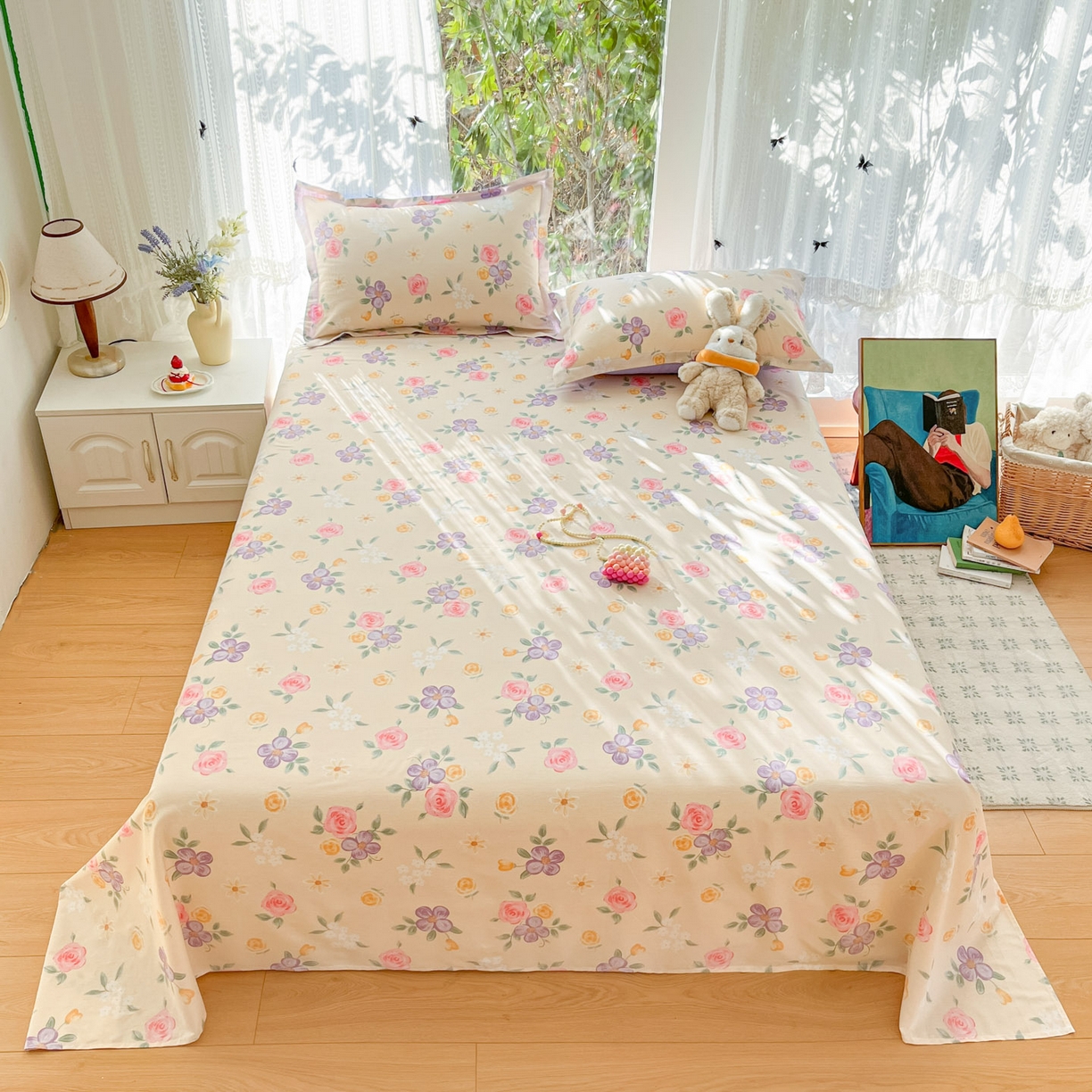 91家纺网 家纺一手货源 找家纺 （总）菲梵家纺 2026春夏新款小清新印花全棉12868单床单