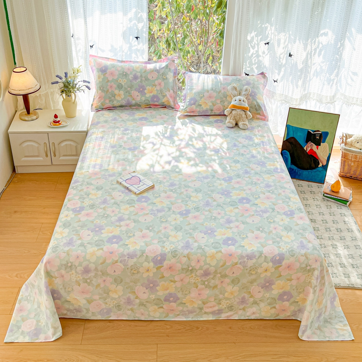 91家纺网 家纺一手货源 找家纺 （总）菲梵家纺 2026春夏新款小清新印花全棉12868单床单