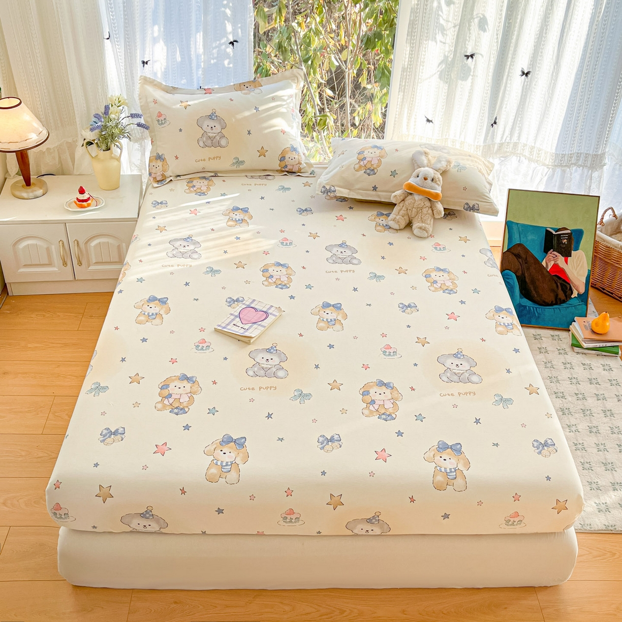 91家纺网 家纺一手货源 找家纺 （总）菲梵家纺 2026春夏新款小清新印花全棉12868单床笠