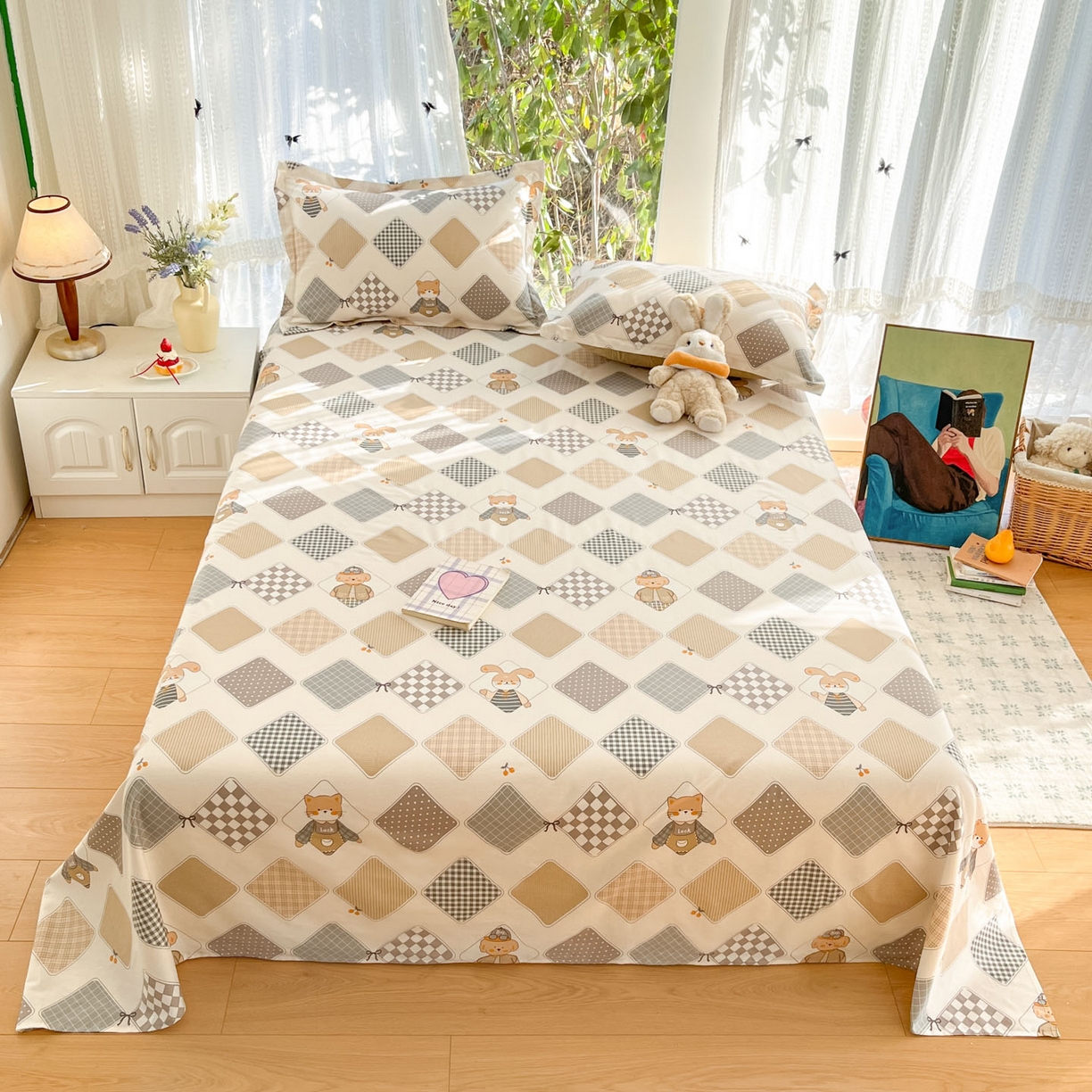 91家纺网 家纺一手货源 找家纺 （总）菲梵家纺 2026春夏新款小清新印花全棉12868单床单