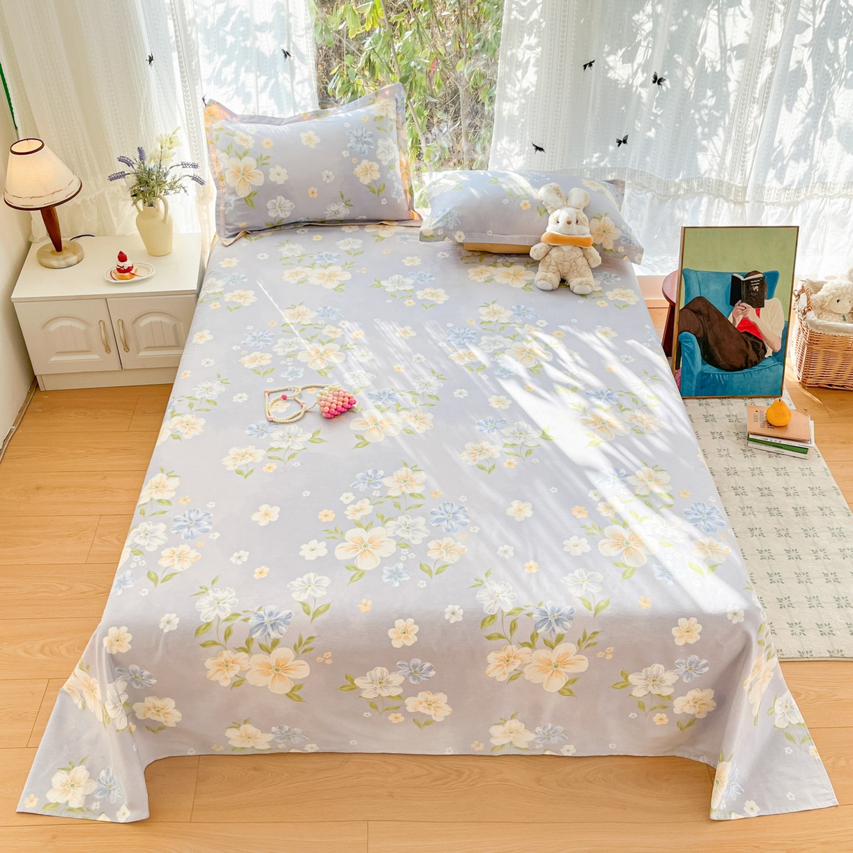 91家纺网 家纺一手货源 找家纺 （总）菲梵家纺 2026春夏新款小清新印花全棉12868单床单