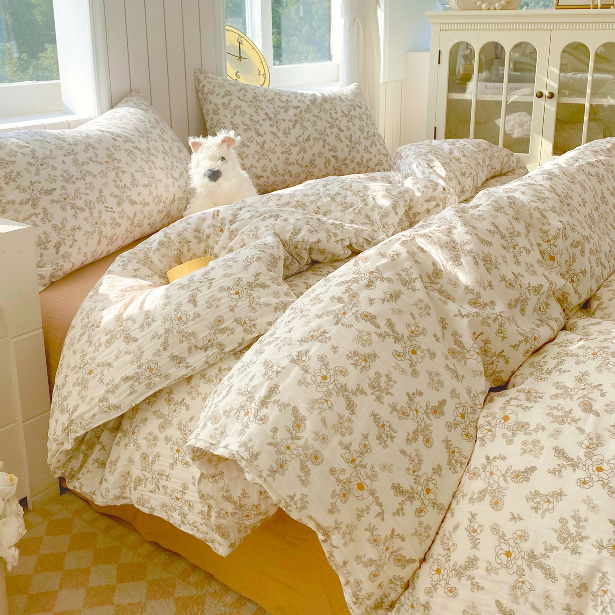 91家纺网 家纺一手货源 找家纺 春皖家纺 2026新款A类全棉有氧双层纱印花四件套单品系列-四件套 花织