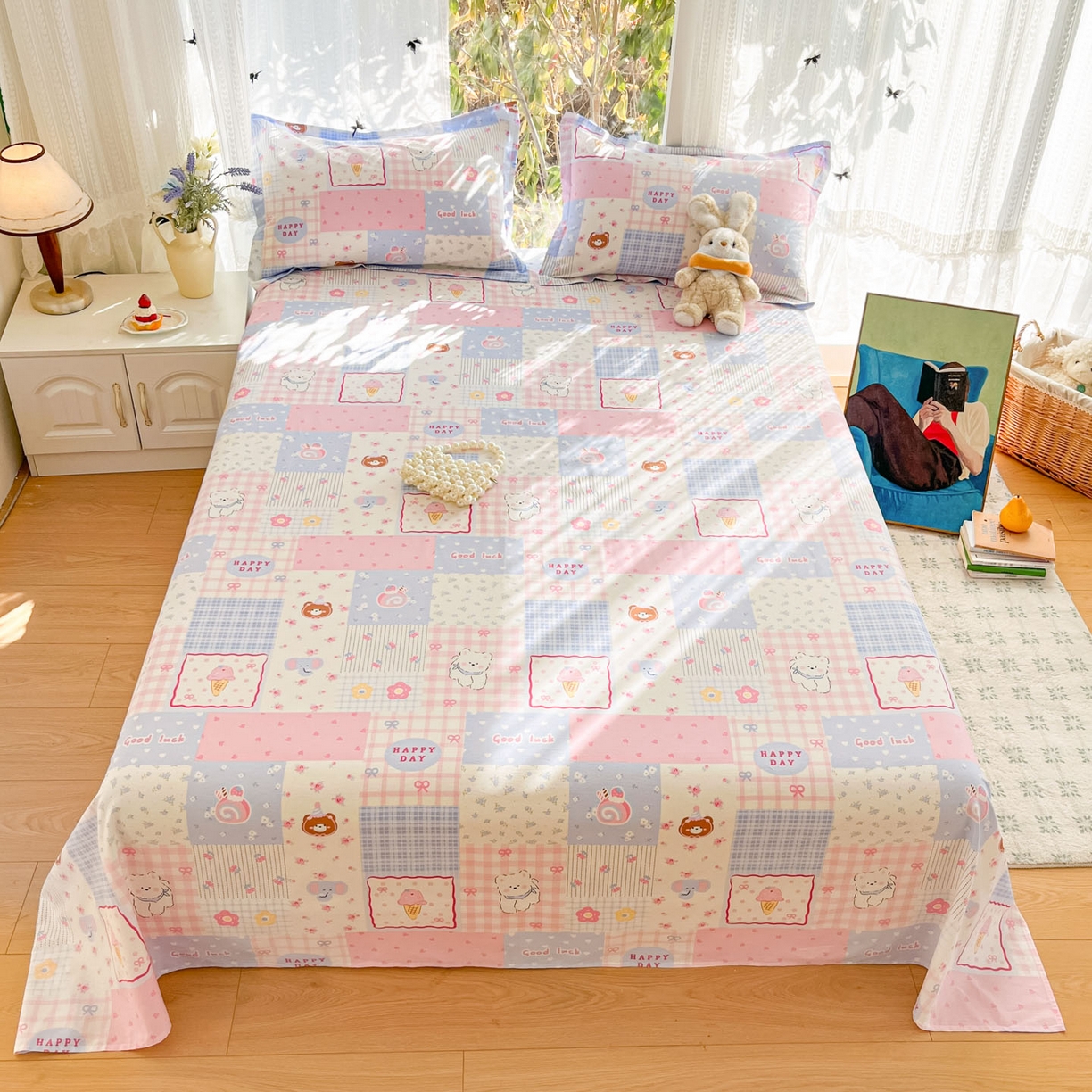 91家纺网 家纺一手货源 找家纺 （总）菲梵家纺 2026春夏新款小清新印花全棉12868单床单