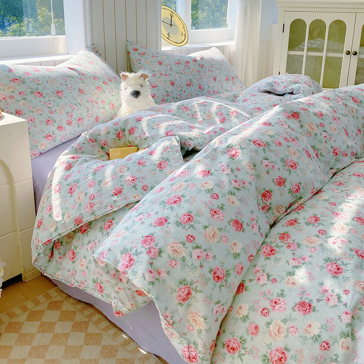 91家纺网 家纺一手货源 找家纺 （总）春皖家纺 2026新款A类全棉有氧双层纱印花四件套单品系列-四件套