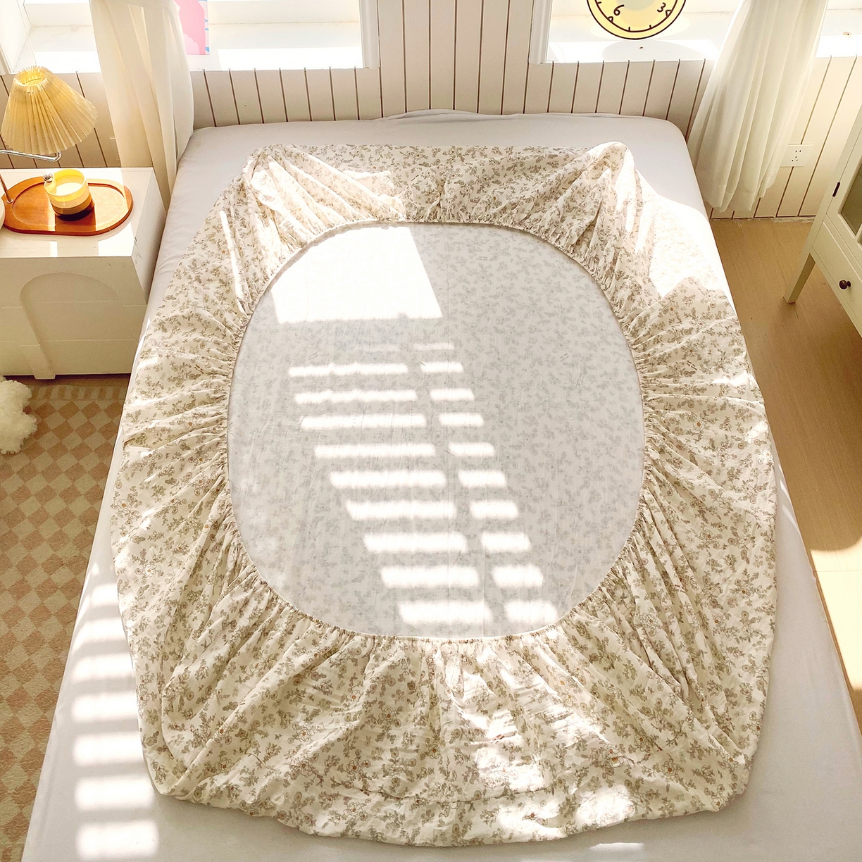 91家纺网 家纺一手货源 找家纺 （总）春皖家纺 2026新款A类全棉有氧双层纱印花四件套单品系列-单床笠