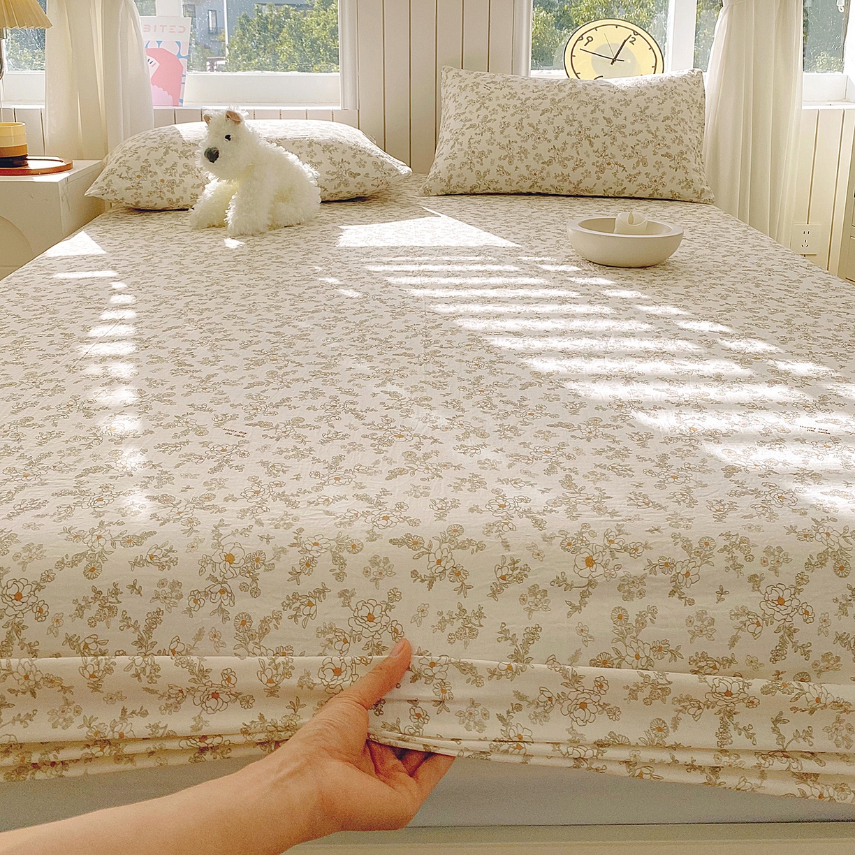 91家纺网 家纺一手货源 找家纺 （总）春皖家纺 2026新款A类全棉有氧双层纱印花四件套单品系列-单床笠